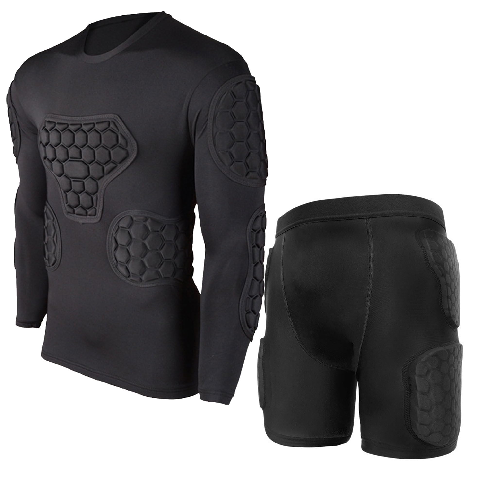 Generisch Torwart Hose mit Knieschoner und Ellbogenschoner Trikot Trainingsset Fußball Torwart Ausrüstung mit Polsterung Profi Schutzkleidung Komplettset