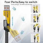 Gartmost 2Pack 4 in 1 Fast Charging Cable, Transferring Data, 6.65 Ft, Braided Cable 65W, USB C USB A and IP, Multiple Charging Cable for Phone/Pad/More