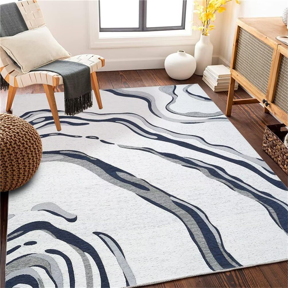 Tapis de salon gris en damier 120x200 de qualité supérieure et haute résistance