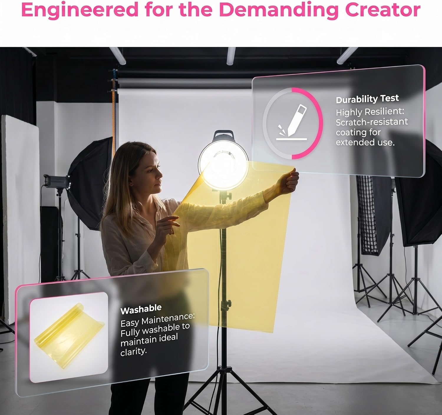 Ipetboom 2pcs LED Lamp Filter Gel Sheets - 39.4x15.75Inch Gel Filters Stick On Window Film Red & Yellow for Colored Mood Lighting, Dimming Color Correction, Photography Studio