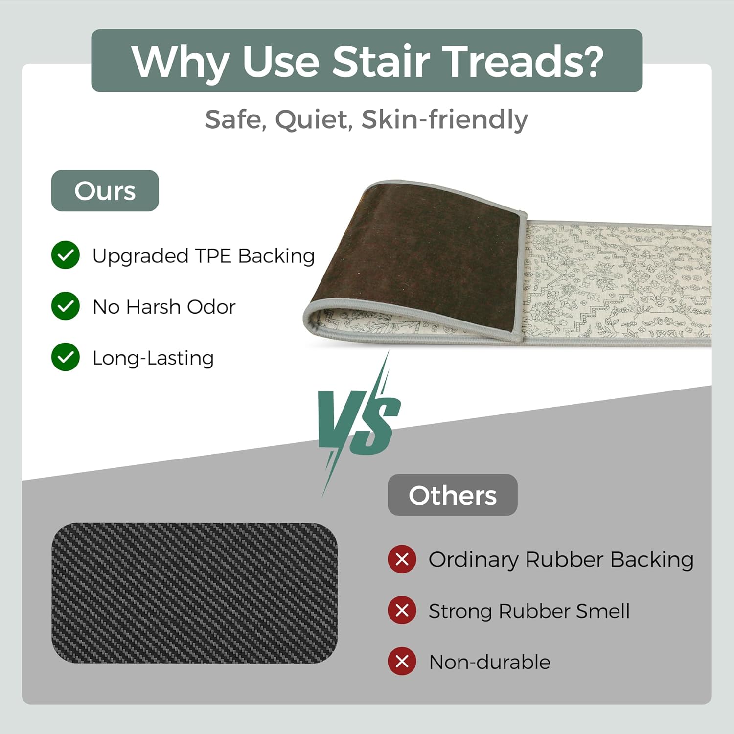  8"x30" Non Slip Stair Treads for Wooden Steps 15 Pack, Beige Line thumbnail