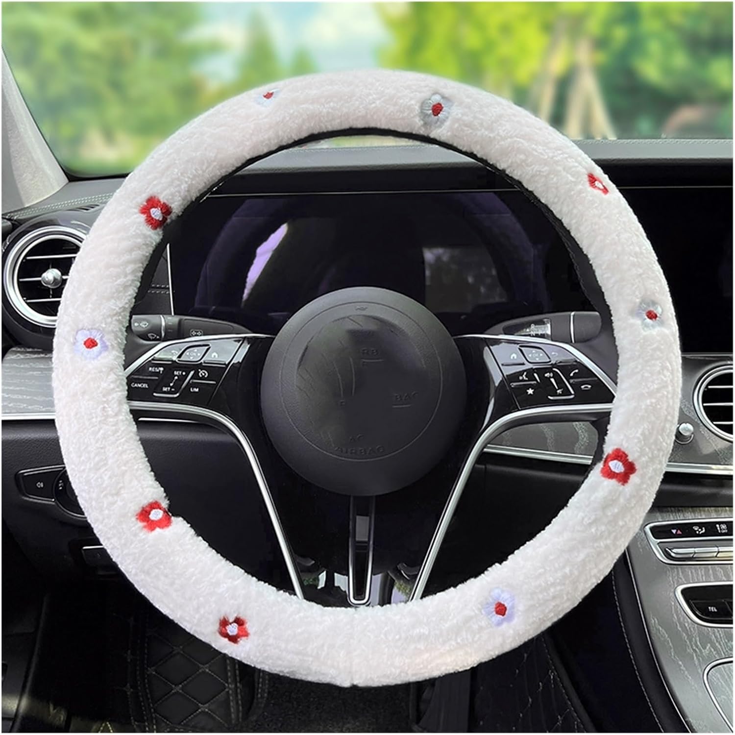 Car Steering Wheel Cover for Car Steering Wheel Cover Plush Car Decoration Easy Grip Comfortable and Breathable (Color : 1#)