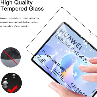 2 Pack Screen Protector for HUAWEI MatePad 11.5 S 2026, HD Clear, 9H Hardness, Anti-Scratch, Shatterproof, No Bubbles Touch Sensitivity Anti-Fingerprint Tempered Glass