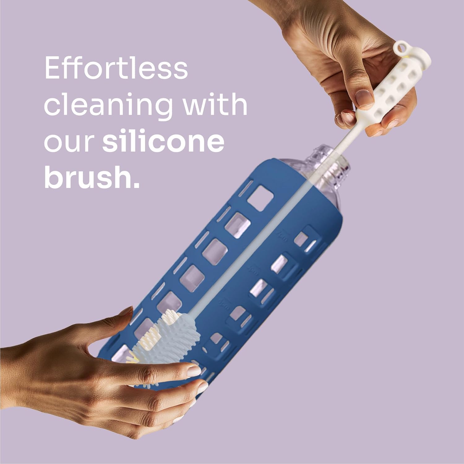 purifyou 40oz / 32oz / 22oz / 12oz Borosilicate Glass Water Bottle with Time & Volume Markers, Silicone Sleeve, Stainless Steel Lid | Reusable Glass Bottle for Water & Juice (22oz Chinese Porcelain) - Image 7