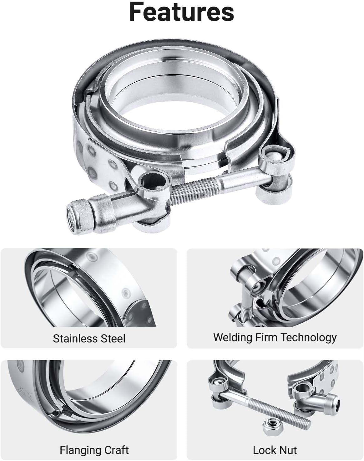 EVIL ENERGY 4PCS V Band Clamp with Flange Male Female 304 Stainless Steel (2")