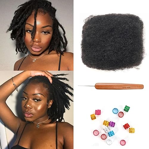 Afro Kinkys - Cabello humano a granel para extensiones de rastas, rizos y trenzas, 8 pulgadas, cabello afro a granel 100% cabello humano, 1.06 oz