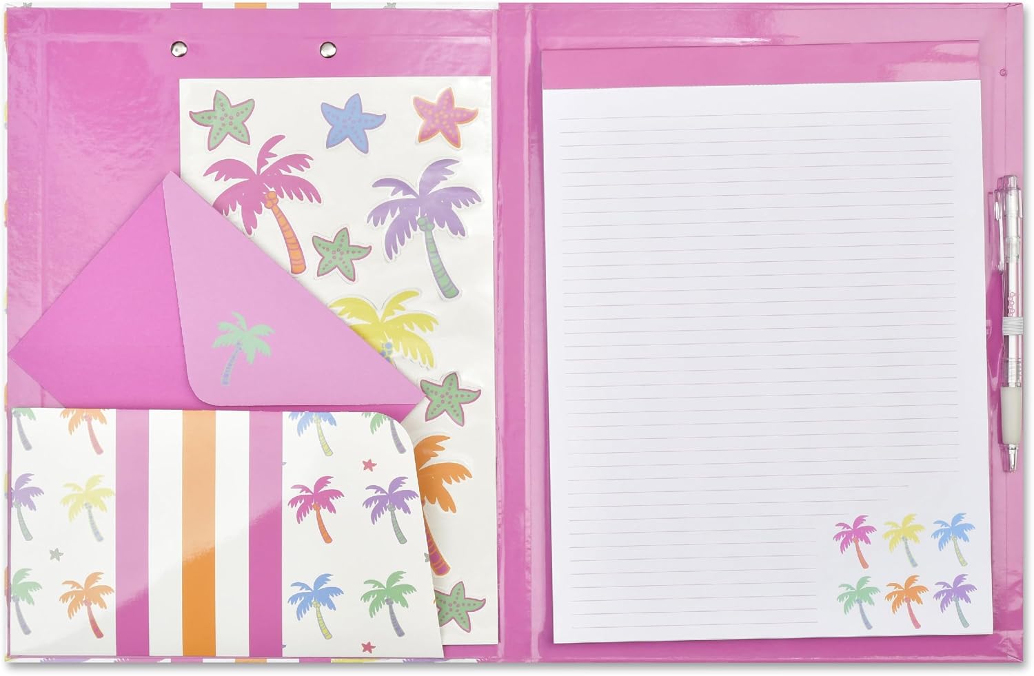 iscream 9" x 12" Clipboard Portfolio with Stationery Notepad, Envelopes and Stickers - Palm Paradise