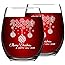Merry Christmas and Happy New Year Stemless Wine Glass Set, 15 Oz Funny Stemless Wine Glasses for Women Friends Men, Gift Ide