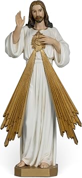 BC Catholic Divine Mercy Jesus Christ Statue, 10" H Jesus I Trust in You Statue, Catholic Statue, Religious Gift, Handpainted Renaissance Sculpture Purity & Grace Collection from Buildclassic