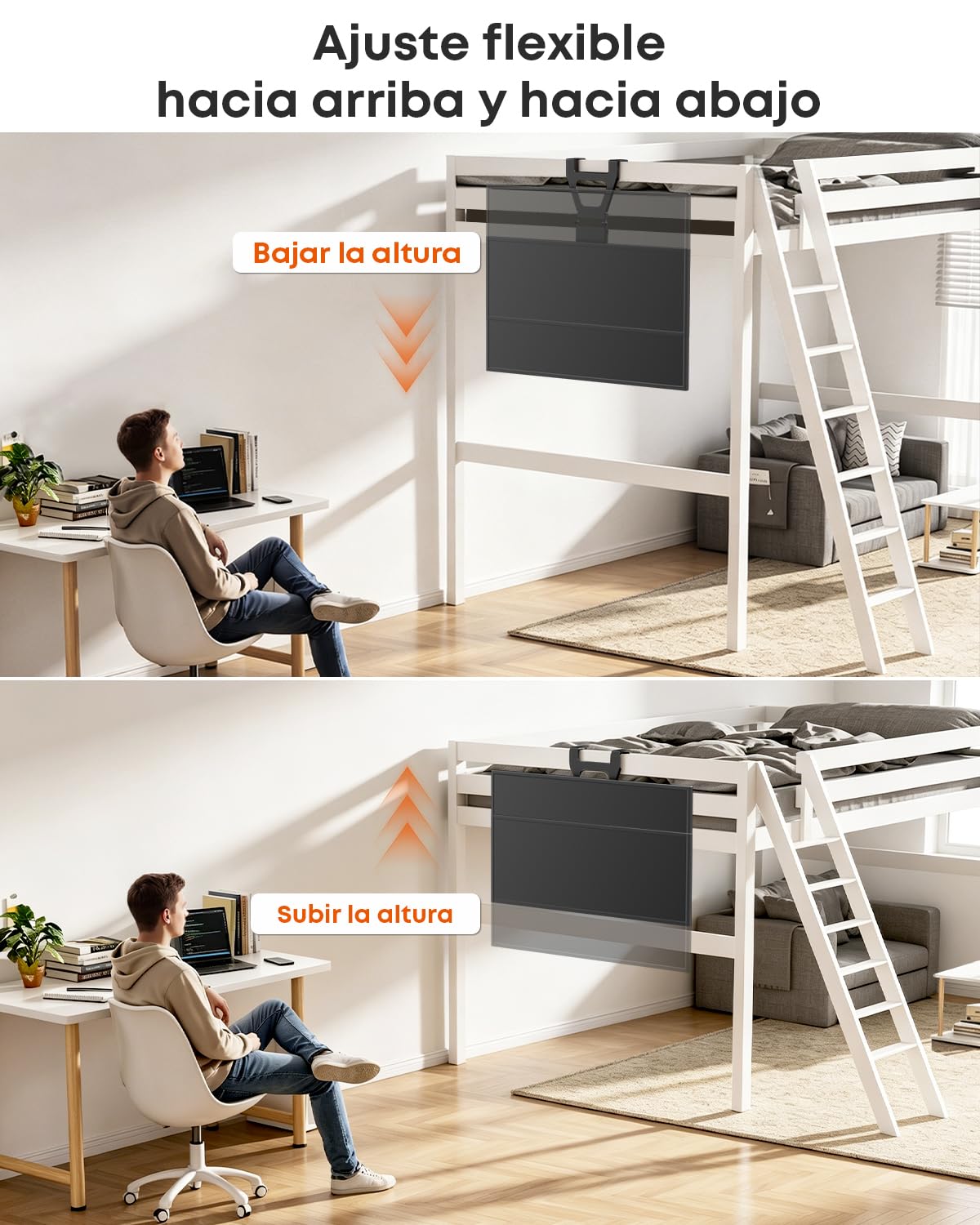 Soporte para puerta de TV de 70 pulgadas, plano y curvado, hasta 50 kg, VESA 400 x 400