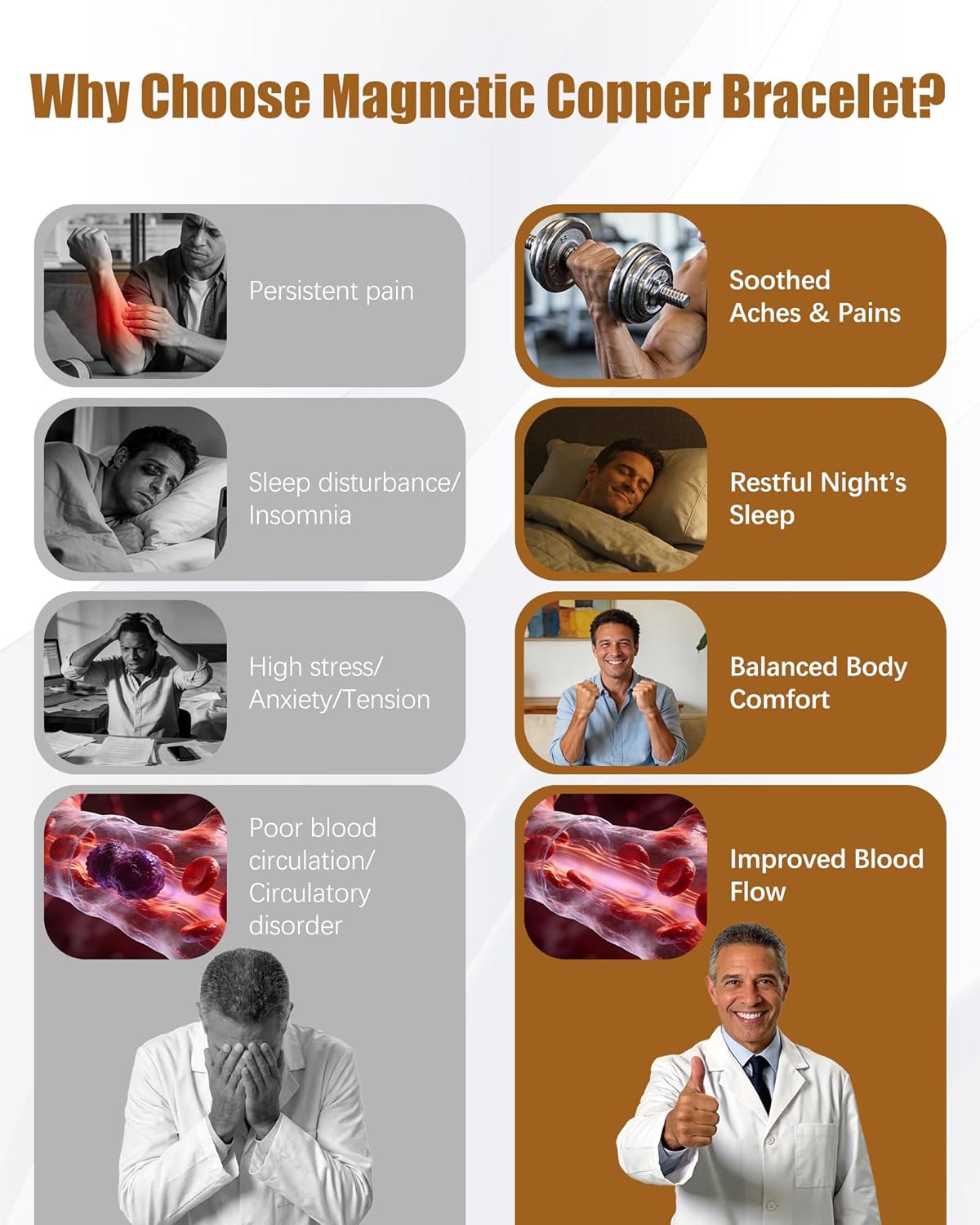 Copper Cross Bracelet for Men, Ultra Strength Magnetic Bracelets for Men - Adjustable Copper Jewelry with Sizing Tool & Gift Box - Image 2