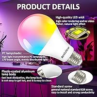 Vista 5 de Bestview RGB Color Changing Light Bulbs with Remote Control, RGBW Warm White 5W E27 Screw Base,Mood Flood E26 Light Bulb-16 Color Choices for Home