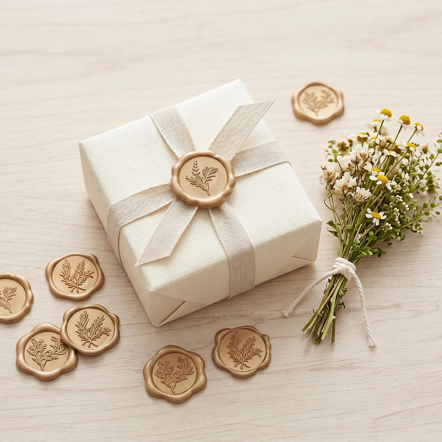 Ymapinc 30Pcs Gold Wax Seal Stickers, Vintage Self Adhesive Wax Seal Stickers,Classic Floral Bouquet Wedding Invitation Envelope Seals Sticker for Gift Wrapping Scrapbooking