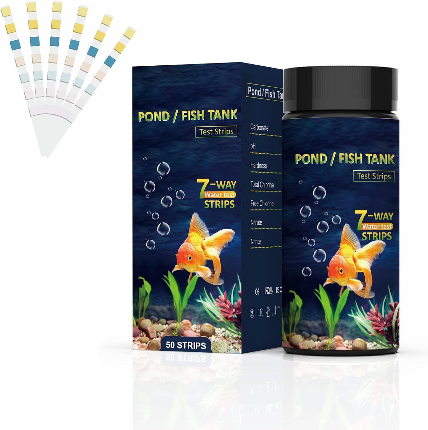 Pack of 100 Aquarium Water Tests 7-in-1 Aquarium Test Strips Water Hardness Test Strips Aquarium Test Quick Measurement of pH Water Hardness Chlorine Nitrite in Aquarium Fish Tank Pond
