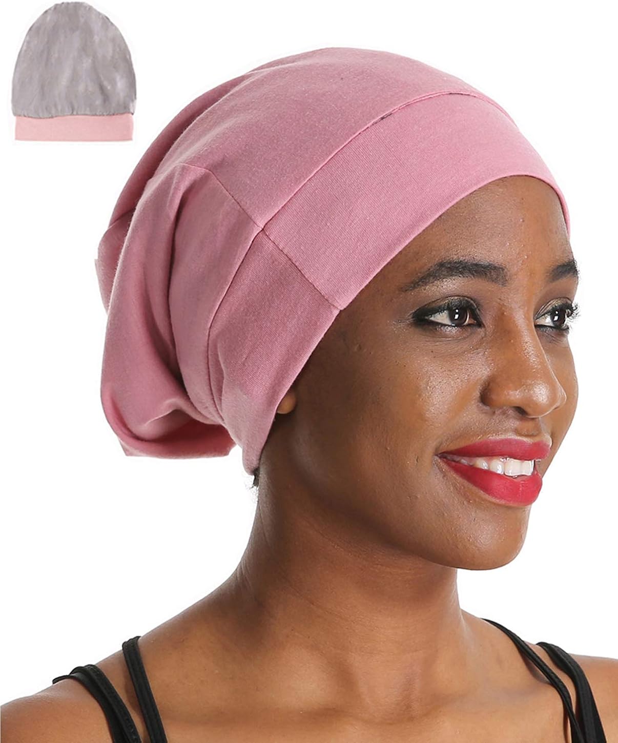 Satin Bonnet Silk Lined Bamboo Sleep Cap, Stay on Slouchy Beanie Hat for Night Sleeping, Gifts for Women