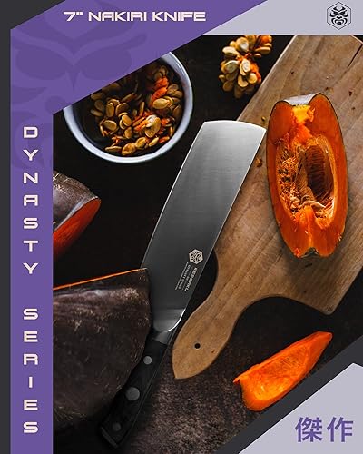 Miniatura 9 de KESSAKU Nakiri - Cuchillo de 7 pulgadas - Serie Dynasty - Cuchillo asiático para verduras - Cuchillo de cocina afilado - ThyssenKrupp forjado de