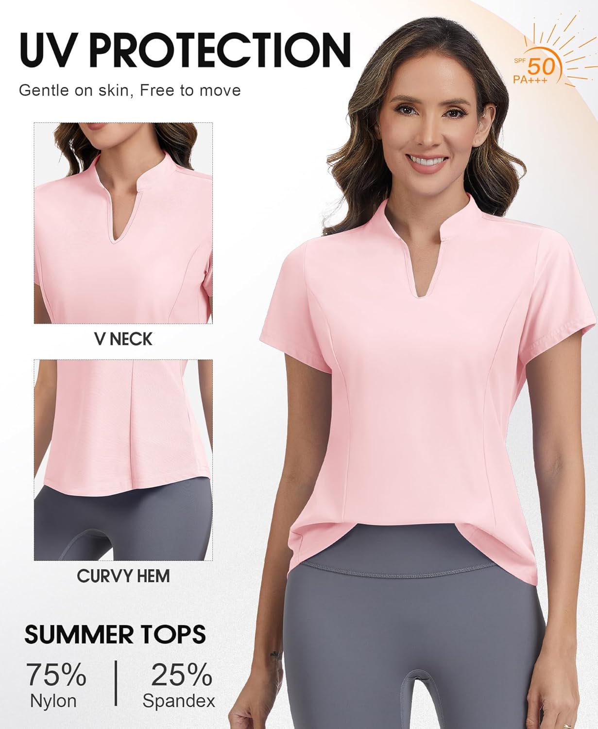 JoyGirl Womens Golf Polo Shirts Quick Dry Tennis Tops Shirt Collarless V Neck Pickleball Outfits for Women Moisture Wicking - Image 5