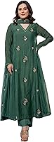 KLOSIA Women Embroidery Solid Anarkali Kurta and Pant Set with Dupatta