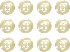 Pack of 12 Natural Sew on 11mm Round Buttons for Shirts Blouses Flat 4 Holes 18L