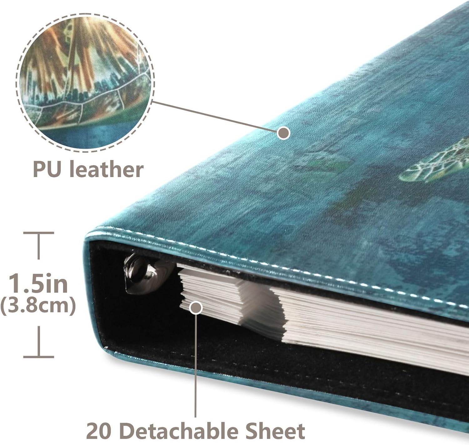 Large Photo Album, Turtle Ocean (3) Personalized Leather Cover Photo Book for 4x6 5x7 6x8 Pictures, Photo Albums for Family, Baby, Wedding