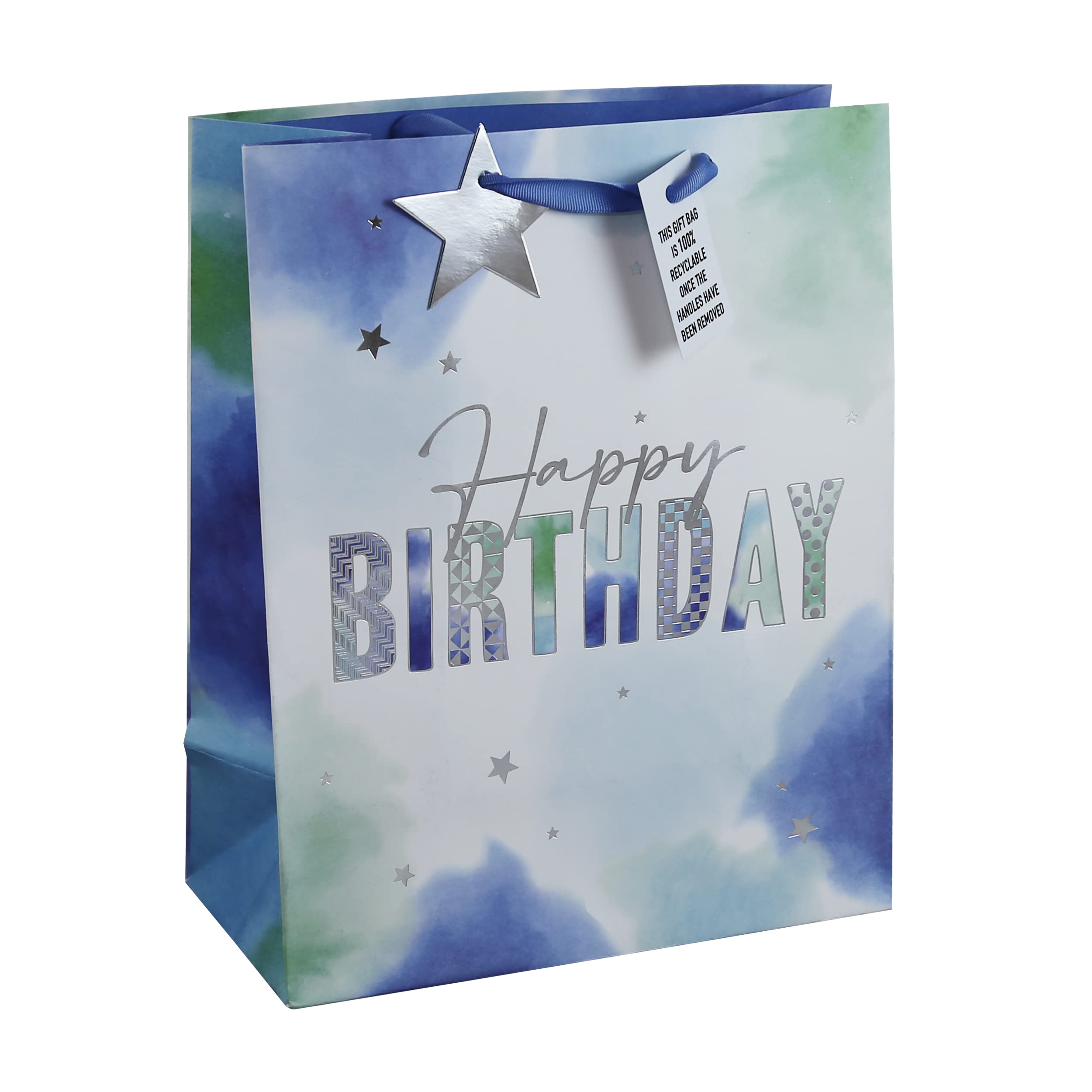 EurowrapWHITE KRAFT BIRTHDAY BOY MEDIUM GIFT BAG FSC