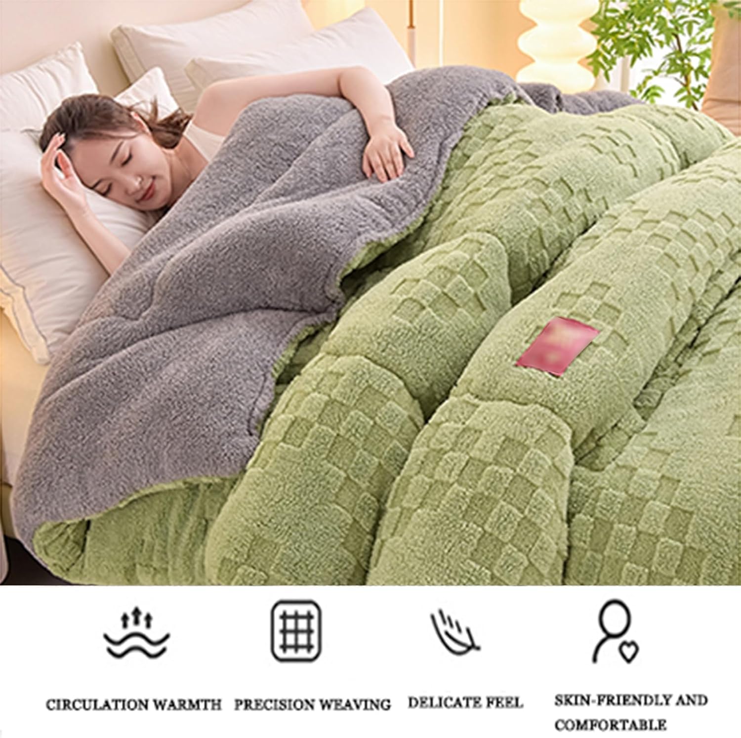 Winter Warm Duvet, Winter Quilt Thicken Queen Size Duvet, Reversible Fluffy Quilt Queen Size for Winter (D,150 x 200 cm/2.5 kg)