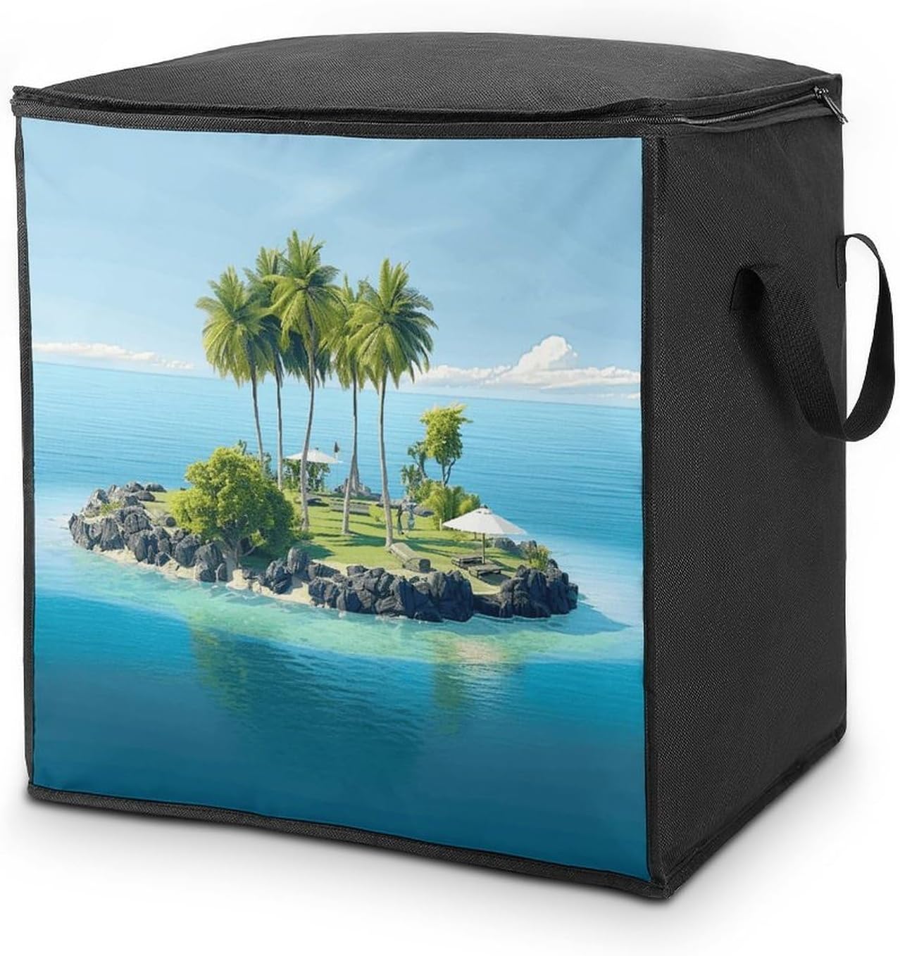 Ocean Island Storage Bags Moving Bags Storage Bins | Comforter Storage Bag Reinforced Handles & Zippers Foldable Closet Organizers and Storage for Blanket Pillow Clothes