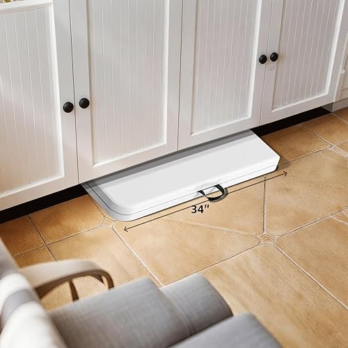 Miniatura 3 de Mesa plegable cuadrada de 34 pulgadas plegable por la mitad, mesa portátil de comedor de alta densidad resistente con asa de transporte, mesas de