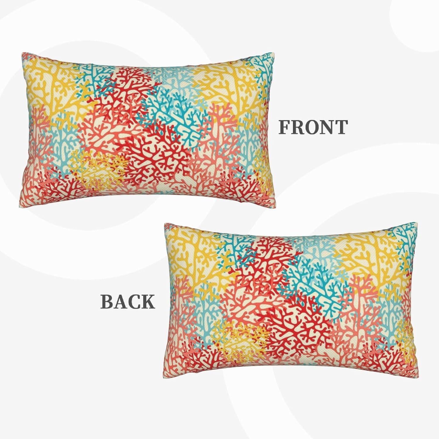 Corals Colorful Artwork Lumbar Pillow Covers 12x20 Set of 2 Light Blue Orange Red Blue Throw Pillowcases Beach Themed Rectangle Cushion Case for Couch Bed Sofa Chair Outdoor Home Decor image 2
