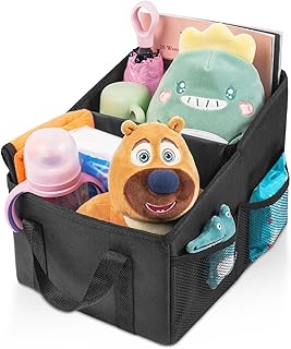 URAQT Car Organiser, Back Seat Box, Robust Oxford Storage Box, Front Seat Folding Basket, Car Bag, Car Accessories, Interi...