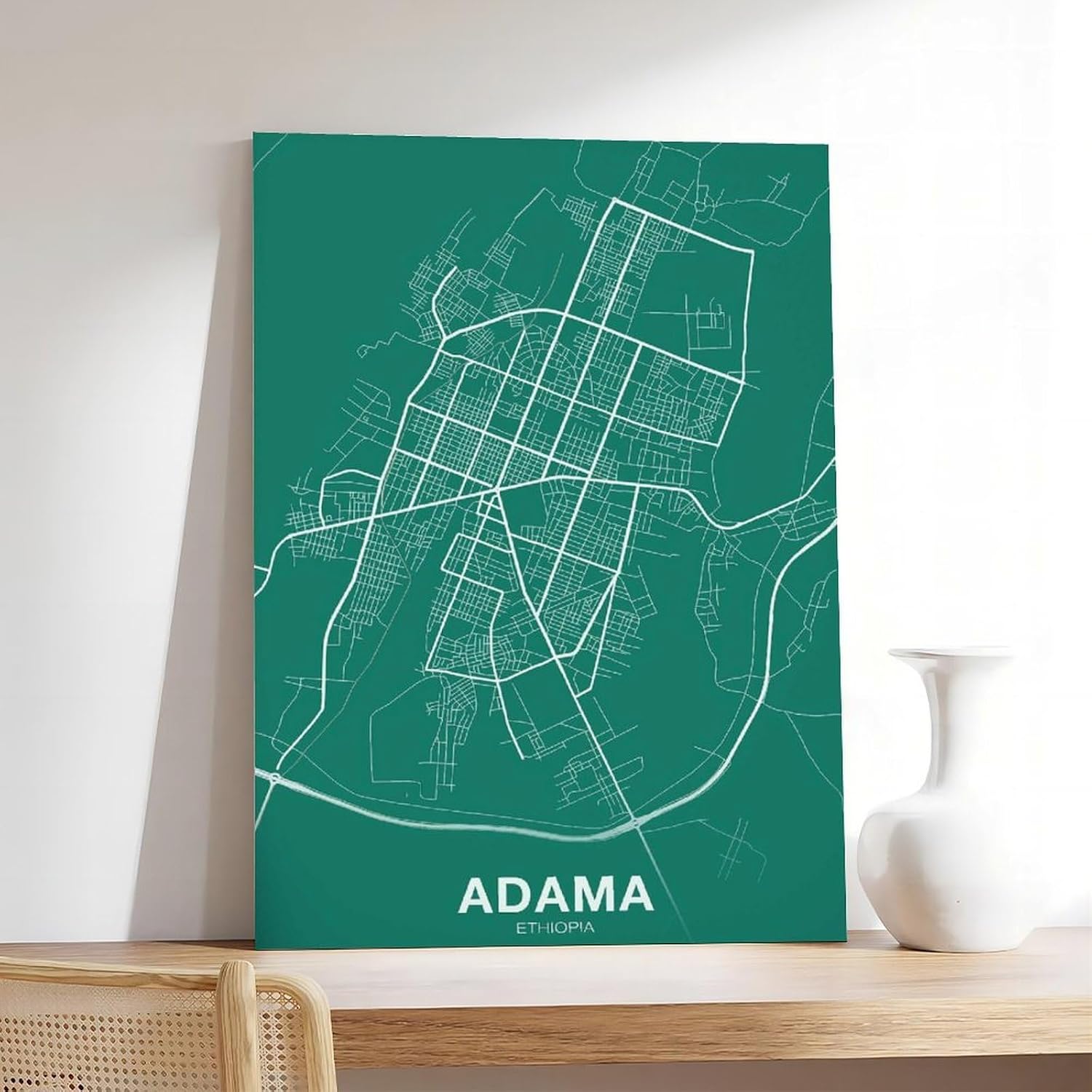 Ethiopia Map Poster Colorful Hometown Cities Print Poster Wall Art Decor Print Picture Paintings for Living Room Bedroom DecorationFrame 20x30inch
