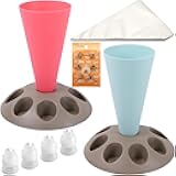LUTQ 2 Pack Piping Bag Holder – Piping Bag Holder Stand for Filling, Icing Bag Holder, Pastry Bag Holder Stand with 8 Nozzle Slots, Red and Blue