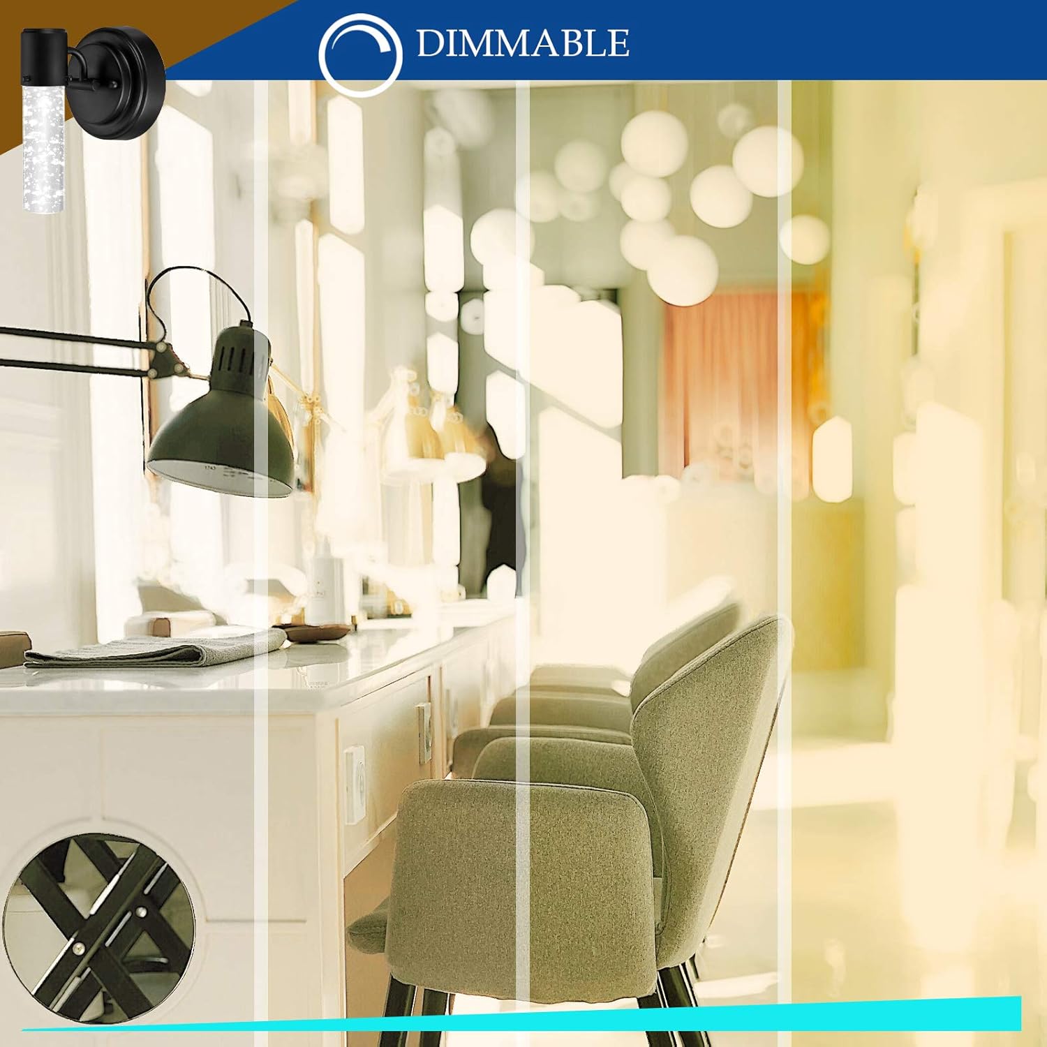 One-Light, 8-Watt LED Indoor Wall Sconce, Matte Black Finish with Bubble Glass