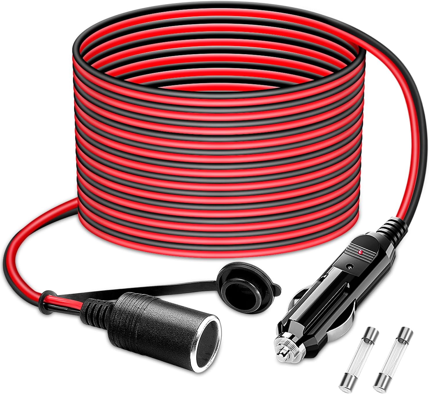 8M 12V/24V KFZ Verlängerungskabel für Zigarettenanzünder Staubdicht Wasserdicht Auto Batterieklemme Alligator Clip Steckdose Adapter (Zigarettenanzünder Stecker)