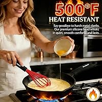 Vista 5 de Anaeat Juego de 4 batidores de cocina de silicona, perfectos para utensilios de cocina antiadherentes, batidora de leche y huevos para batir