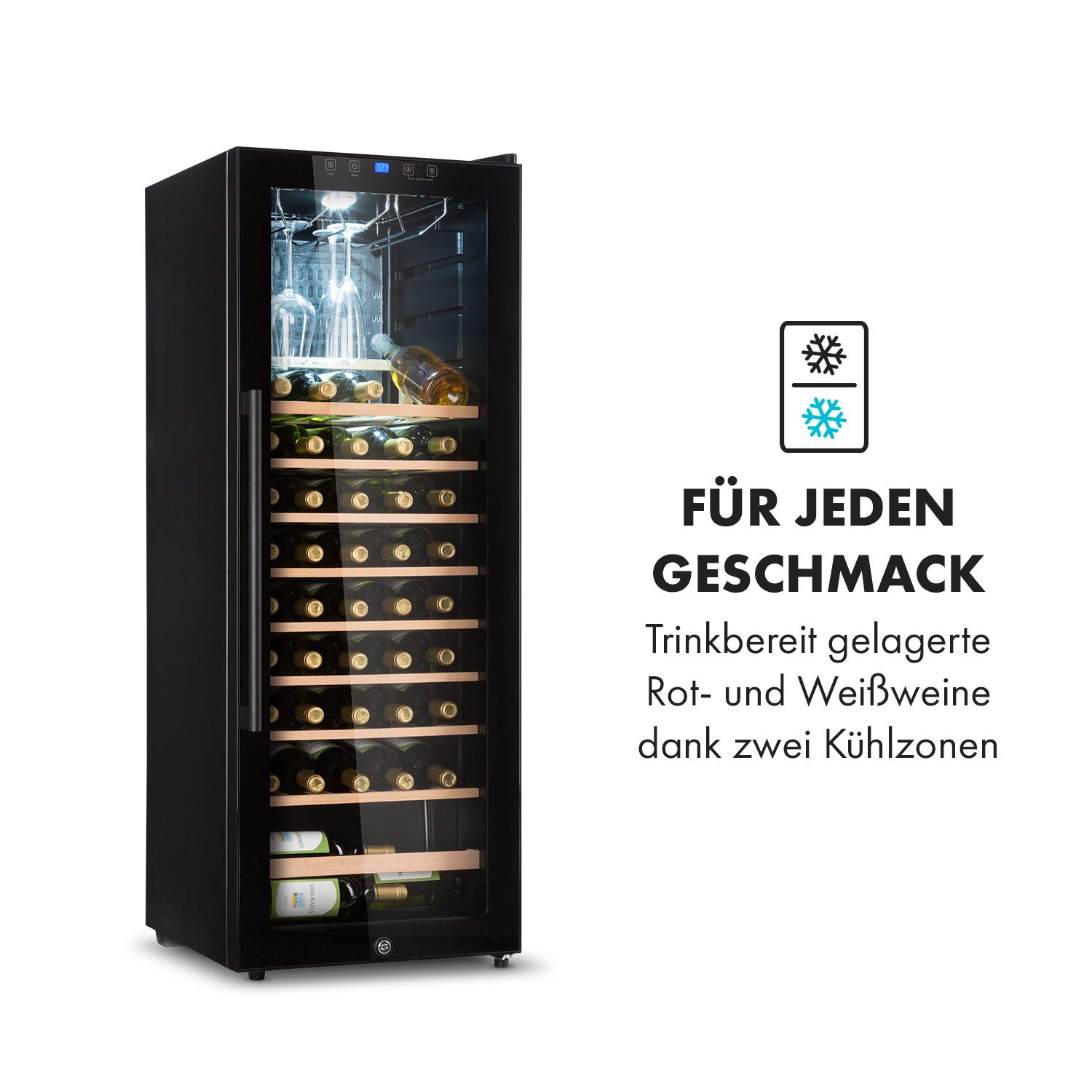 Klarstein Weinkühlschrank 54 Flaschen 1 Zone Glastür UV-Schutz 4-18°C Freistehend