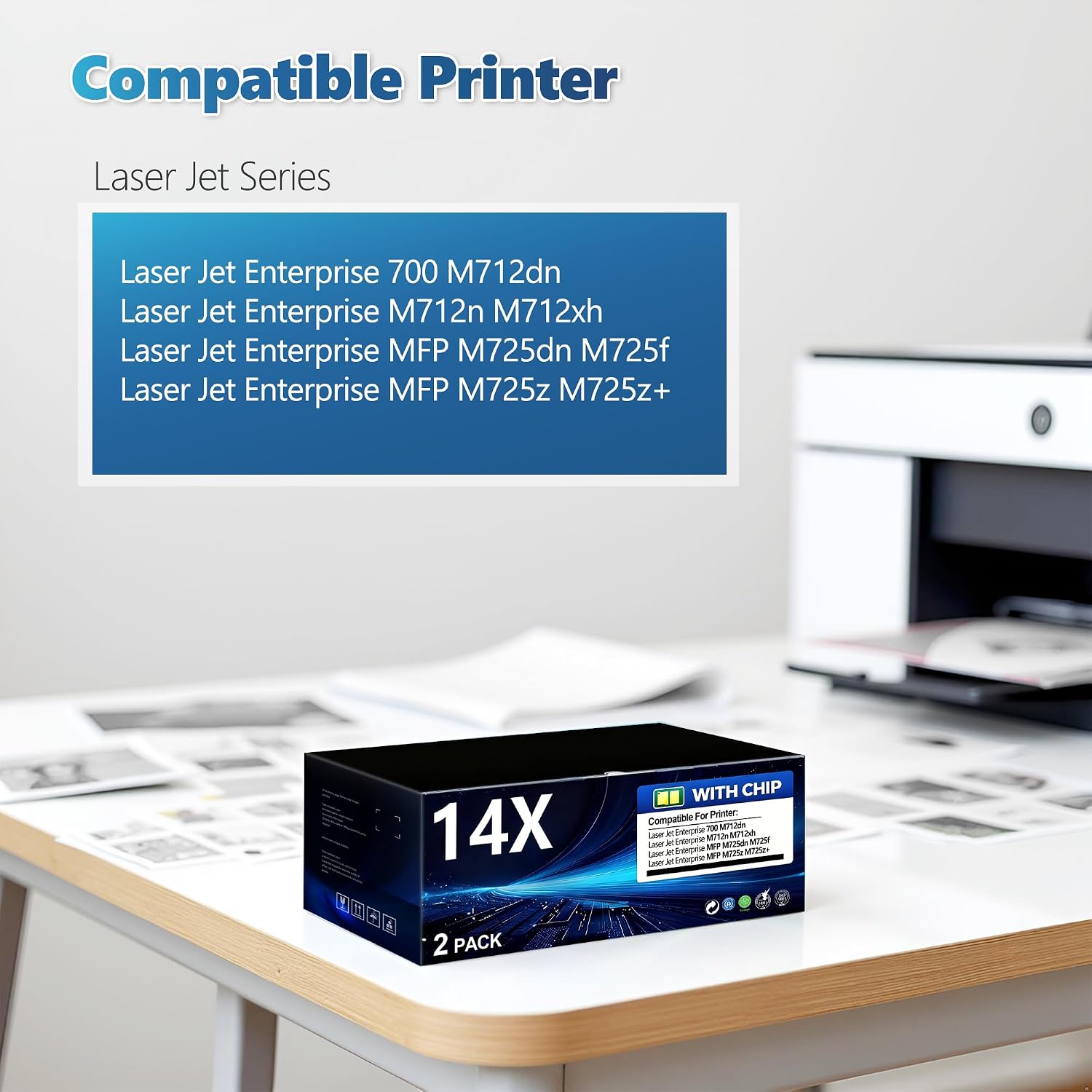 BERRYSKY 14X Black High Yield Toner Cartridge 2 Pack Compatible HP 14A CF214X 14X CF214A Toner Replacement for Laser Jet Enterprise 700 M712dn M712n M712xh MFP M725dn Printer