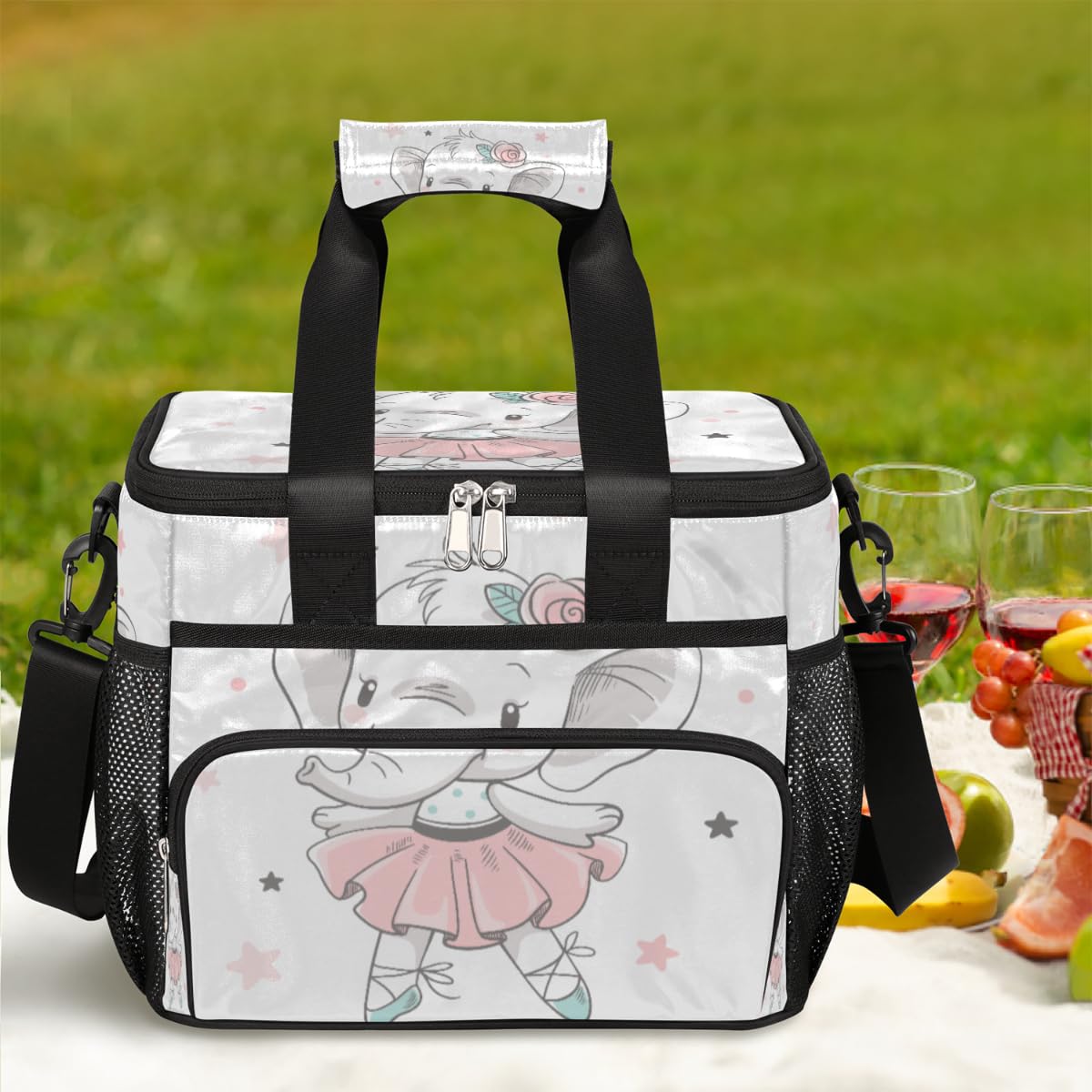 TropicalLife Grand sac à déjeuner pour bébé éléphant 17 L - Grand sac à déjeuner isotherme avec bandoulière - Étanche - Pour le travail, l'école, le barbecue