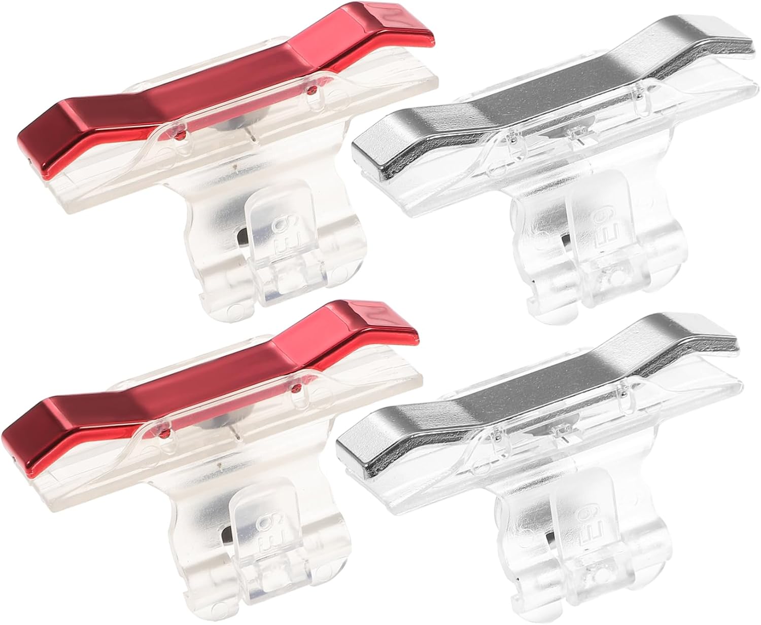 OSALADI Mobile Game Controller Triggers for Smartphones 2 Pairs Metal Shooter Buttons Fire Aim Key Compatible Gaming Accessories Red and Silver