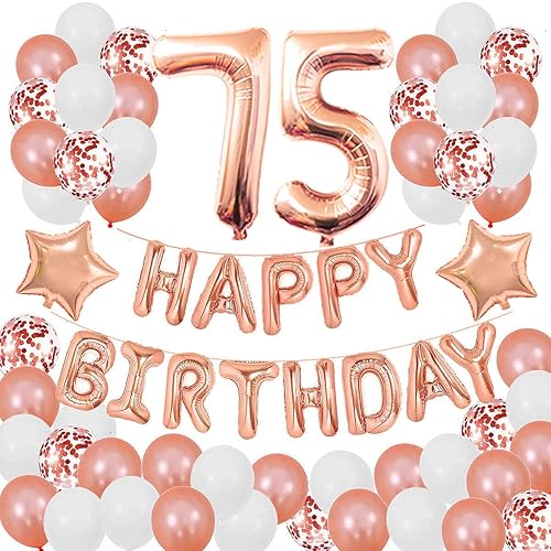 Decoraciones de cumpleaños número 75 para niñas y mujeres, decoraciones de cumpleaños de 75 años, suministros de fiesta de cumpleaños de 75 años,