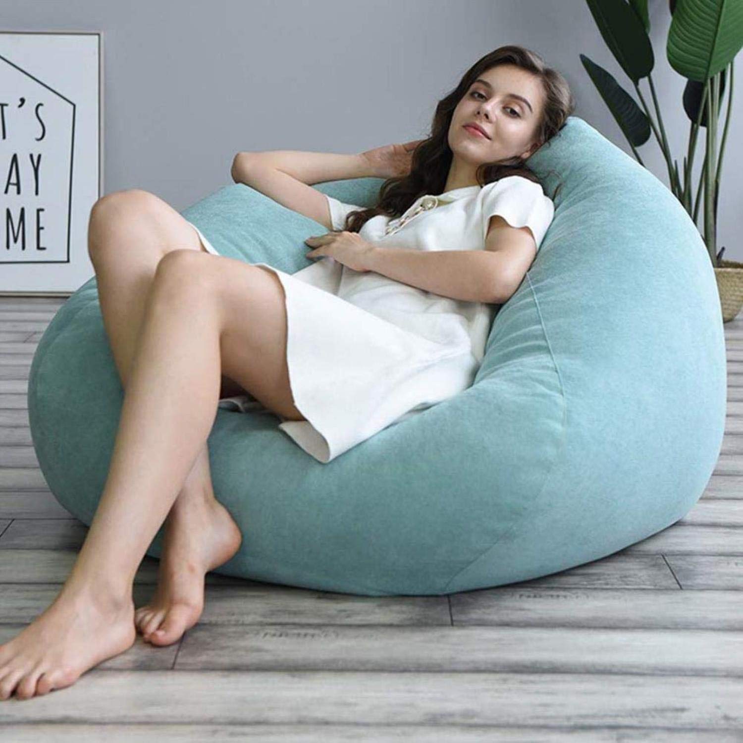 Bolsillos Silla Grande Puf Sofá Sofá Perezoso Tumbona Respaldo Alto Puf con Tres Secundarios para Adultos y niños,Rojo