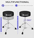 Vangoa Tabouret de tambour réglable en hauteur avec manuel d'utilisation et bâton de tambour pour les enfants drummer adultes, noir