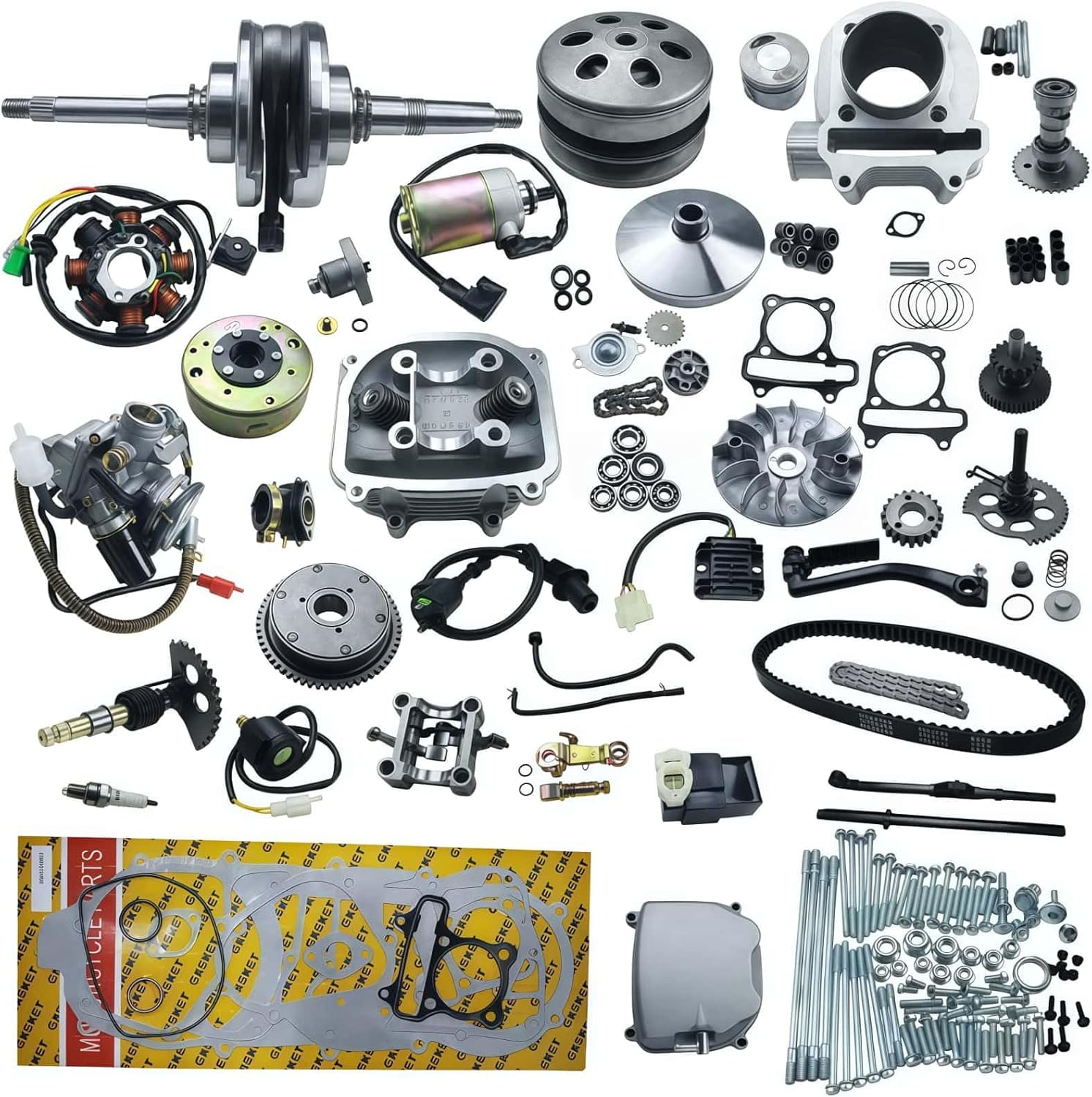 Complete Engine Parts Comp 57.4mm Cylinder Rebuild Kit Head Comp fit for 4 Stroke GY6 125cc 150cc 157QMJ 152QMI Engine Chinese ATV Quad Scooter Go Kart