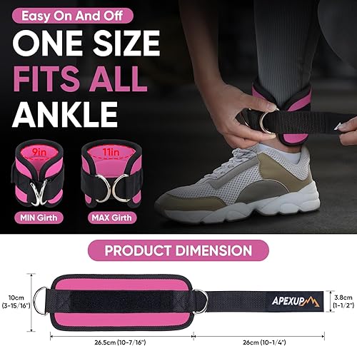 Miniatura 2 de APEXUP Correa de tobillo para máquina de cable, bandas de resistencia de tobillo, correas de tobillo para gimnasio, entrenamientos de glúteos,