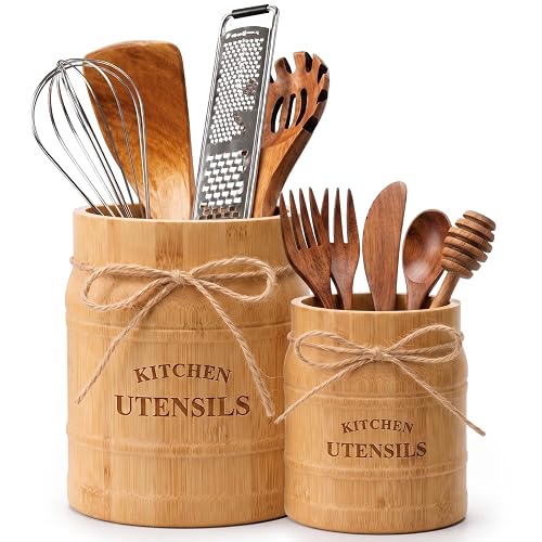 Havawish 2 Pcs Wooden Kitchen Utensil Rack 6.75" + 5.5"