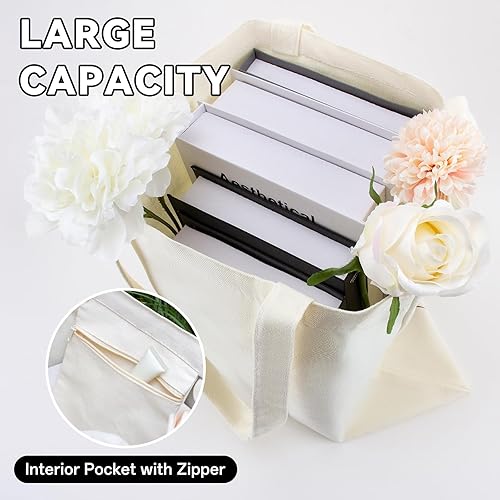 Miniatura 9 de Mahrokh Bolsa de lona para mujer con bolsillo interior, estética, bonita, bolsa de compras reutilizable