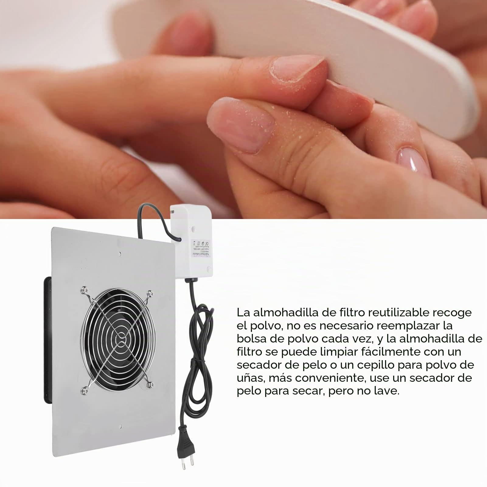 Ejoyous Aspiradora de uñas, aspiradora de uñas profesional, silenciosa, aspirador de polvo para uñas, colector de polvo de uñas, ventilador para uñas, salón de uñas, manicura en casa, diseño de uñas
