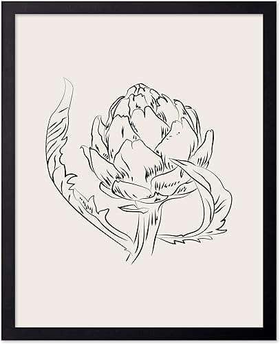 Miniatura 185 de Poster Master Póster de peonías – Estampado de flores retro – Ilustración floral – Ilustración en blanco y negro – Diseño de línea y abstracto –