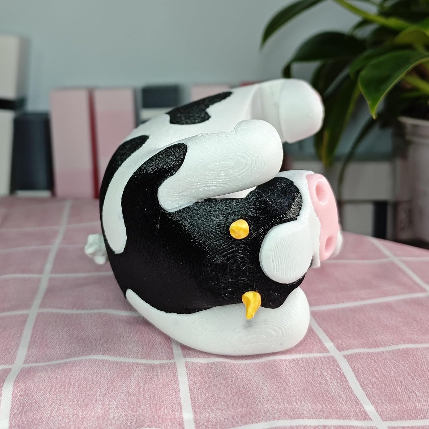 Cow Sticky Note Holder Pop-up Note Dispenser with Pen Holder for Desk Home Office Accessories, 3x3 In, Black, C18