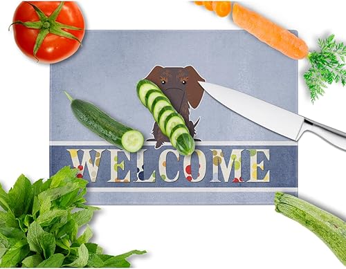 Miniatura 2 de Caroline's Treasures BB5710LCB Tabla de cortar de vidrio de bienvenida de chocolate con pelo de alambre grande decorativa de vidrio templado para